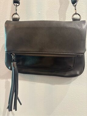 Susan Joy Dark Gray  Crossbody Bag with Tassel